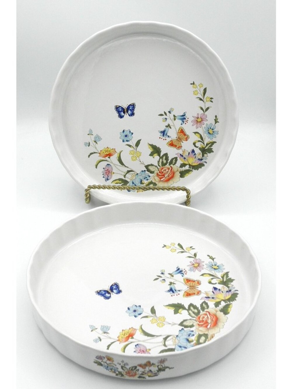 Cottage Garden by Aynsley Oven to Table 9 Inch Quiche Set of 2 Pattern AYNOGA